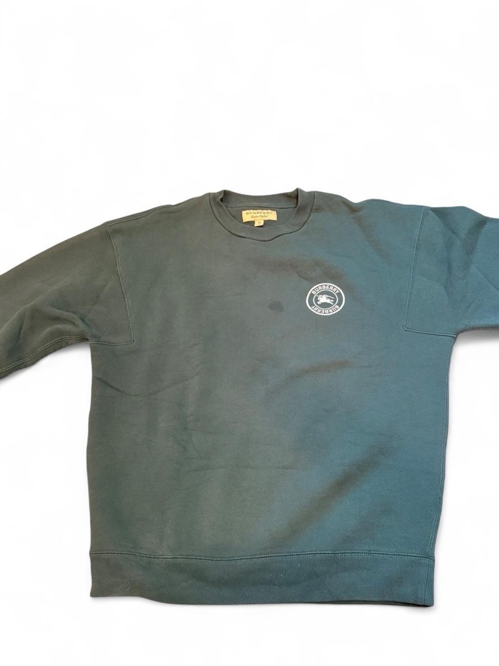 Burberry Dark Green Crewneck Sweatshirt with Chest Emblem
